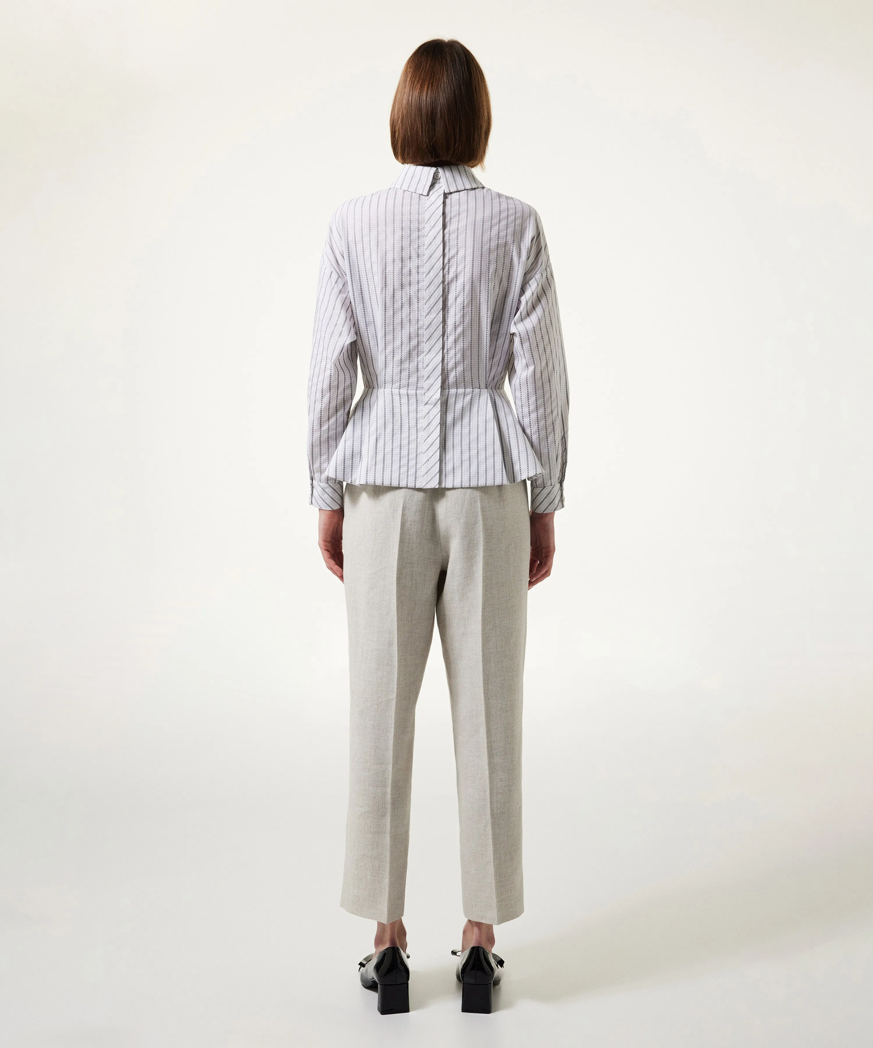 Machka Line Pattern Textured Shirt Grey