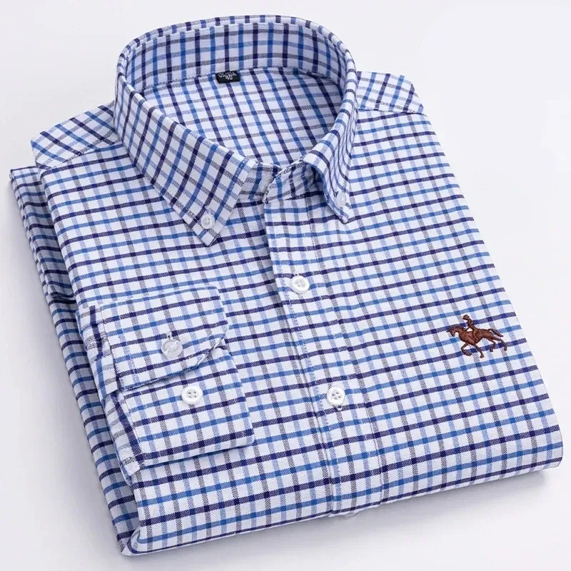 Men's Regular Fit Checked and Striped Shirt with Embroidered Logo | Perfect for Everyday Wear