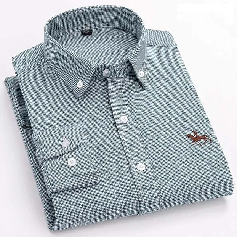 Men's Regular Fit Checked and Striped Shirt with Embroidered Logo | Perfect for Everyday Wear