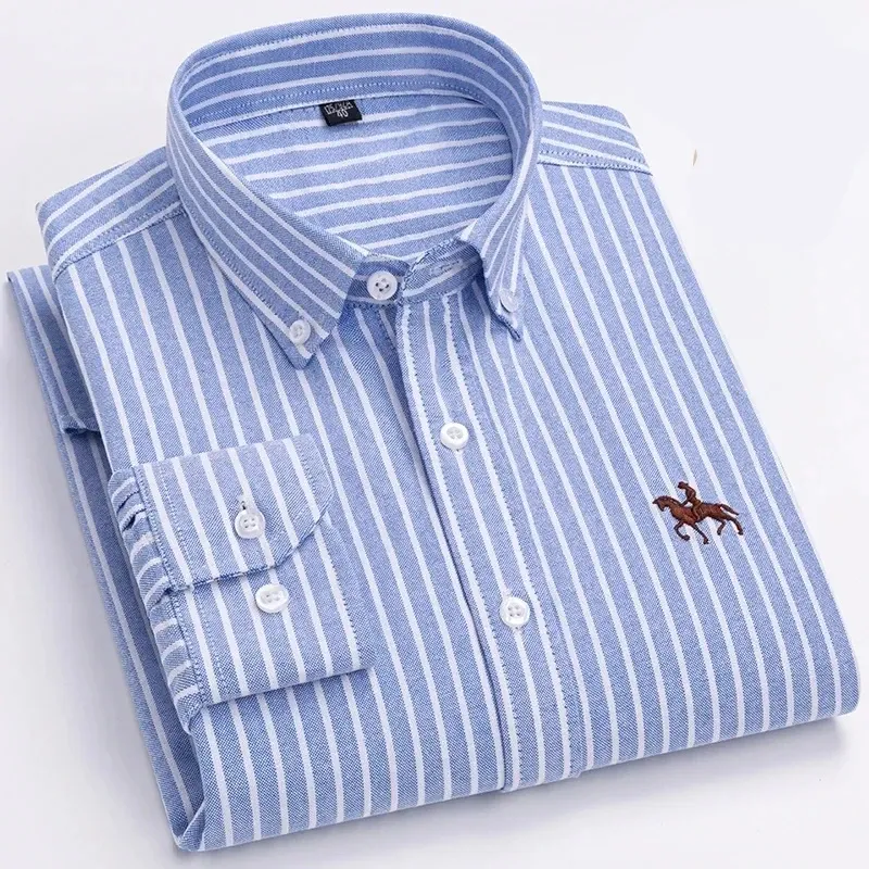 Men's Regular Fit Checked and Striped Shirt with Embroidered Logo | Perfect for Everyday Wear