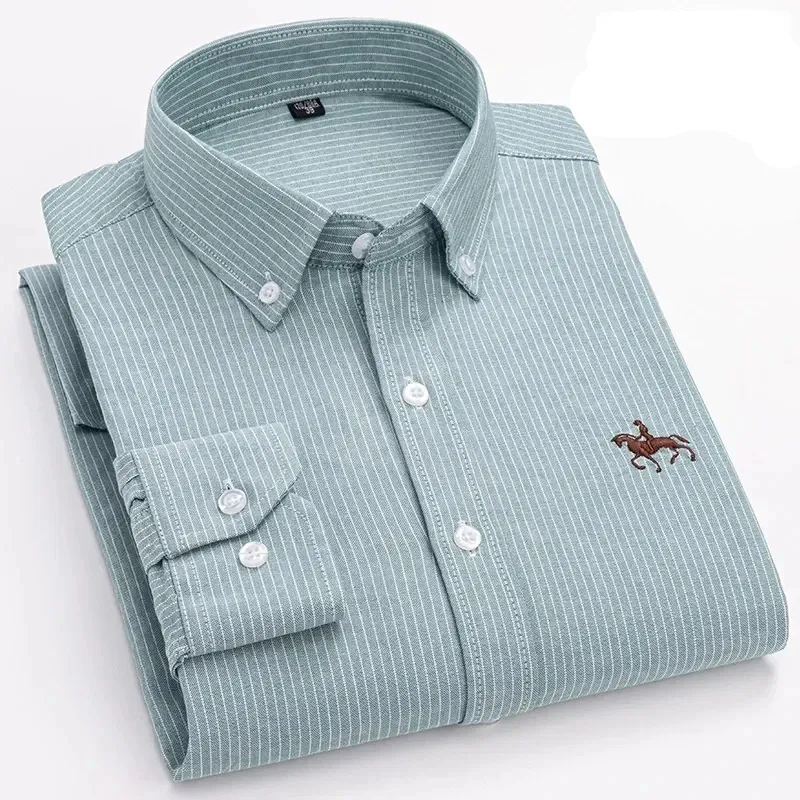 Men's Regular Fit Checked and Striped Shirt with Embroidered Logo | Perfect for Everyday Wear