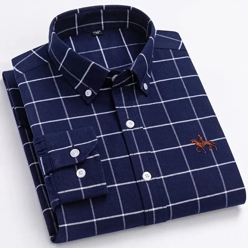 Men's Regular Fit Checked and Striped Shirt with Embroidered Logo | Perfect for Everyday Wear