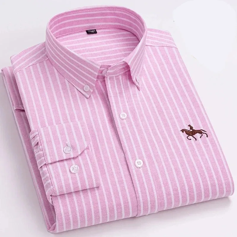 Men's Regular Fit Checked and Striped Shirt with Embroidered Logo | Perfect for Everyday Wear