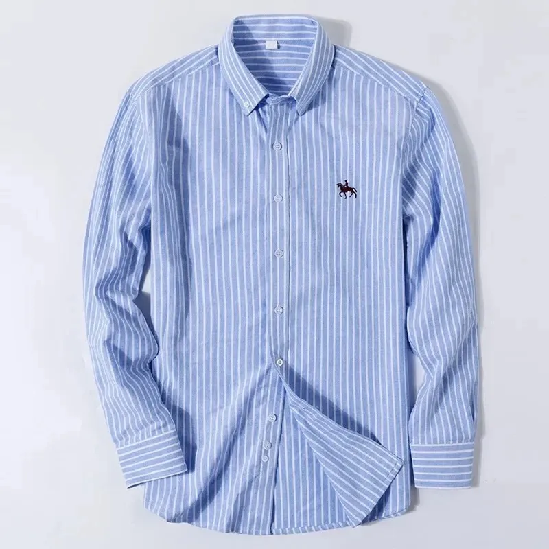 Men's Regular Fit Checked and Striped Shirt with Embroidered Logo | Perfect for Everyday Wear