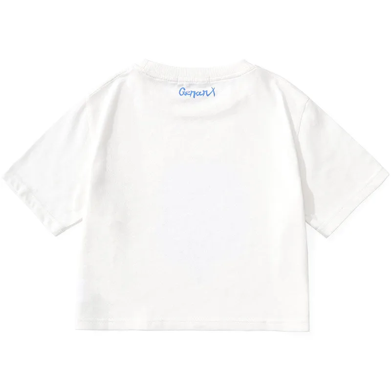 Minimalist Bm Style Navel Letter Print Crop T-Shirt