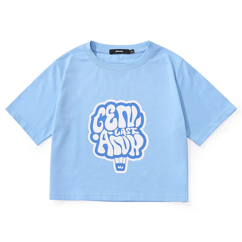 Minimalist Bm Style Navel Letter Print Crop T-Shirt