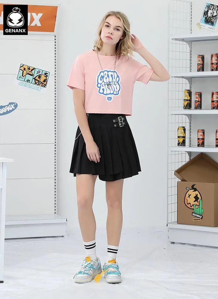 Minimalist Bm Style Navel Letter Print Crop T-Shirt