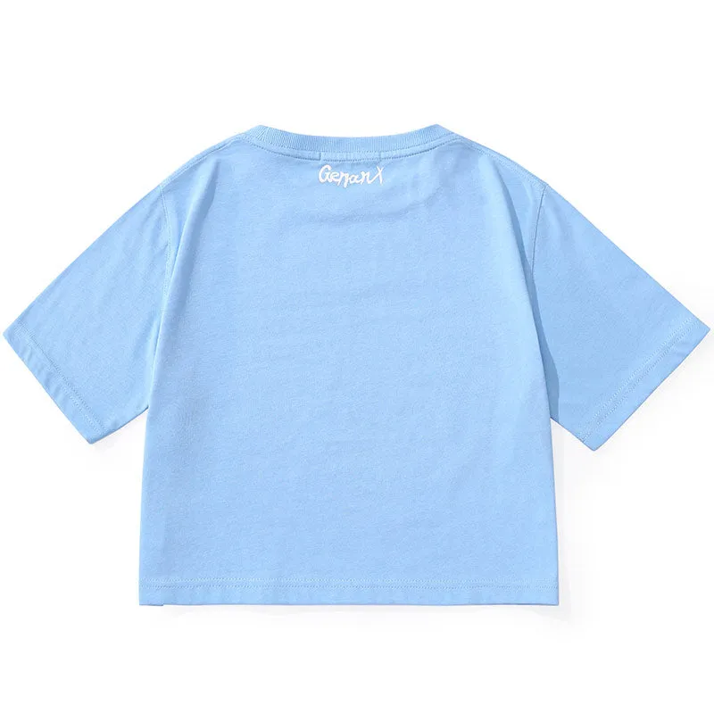 Minimalist Bm Style Navel Letter Print Crop T-Shirt