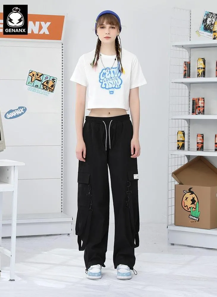 Minimalist Bm Style Navel Letter Print Crop T-Shirt
