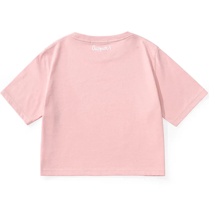 Minimalist Bm Style Navel Letter Print Crop T-Shirt