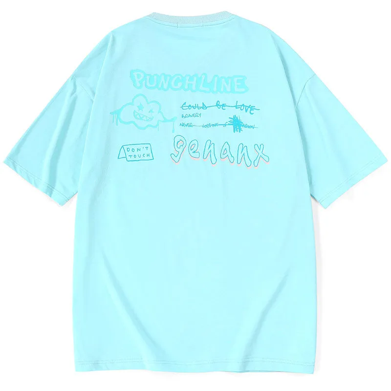 Minimalist Graffiti Letter Print Cotton Loose T-Shirt