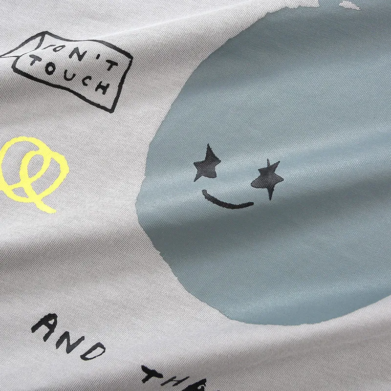 Minimalist Graffiti Letter Print Cotton Loose T-Shirt