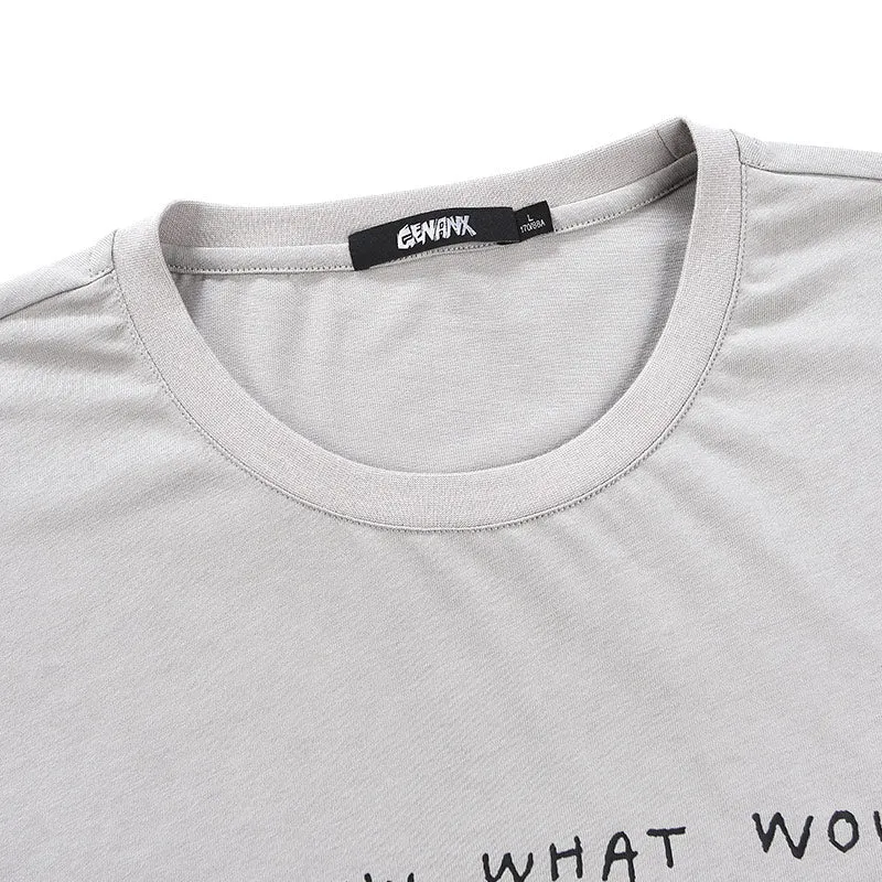 Minimalist Graffiti Letter Print Cotton Loose T-Shirt