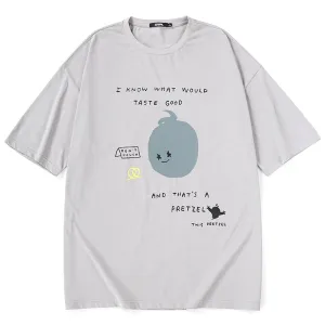 Minimalist Graffiti Letter Print Cotton Loose T-Shirt
