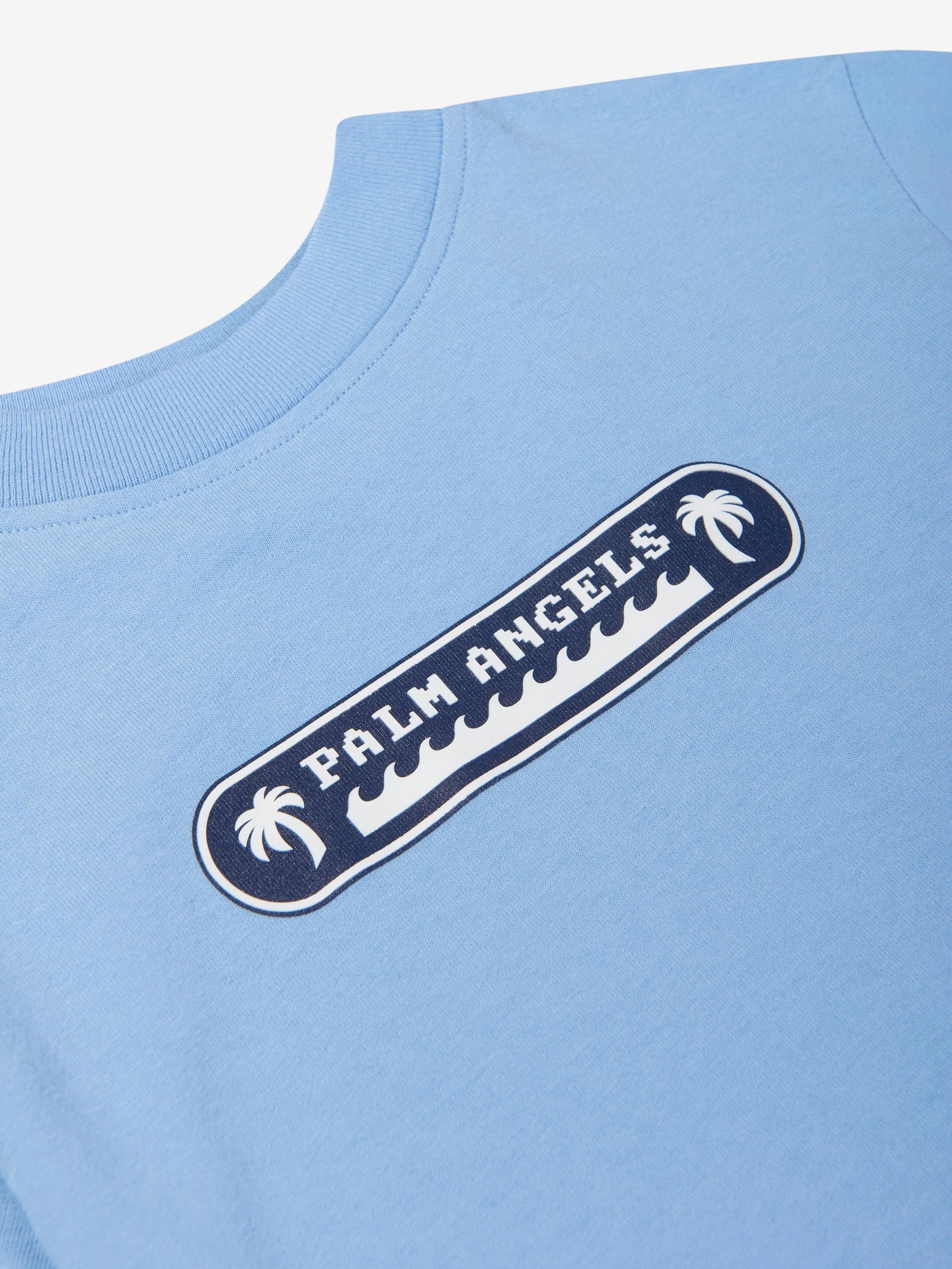 Palm Angels Boys Palm Waves T-Shirt in Blue