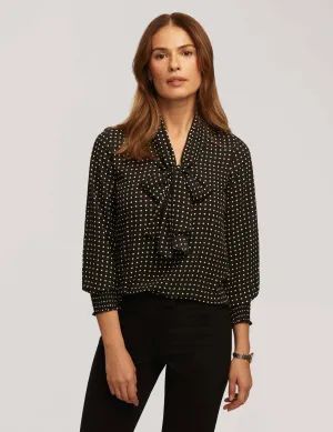 Printed Tie Neck Blouse- Sale