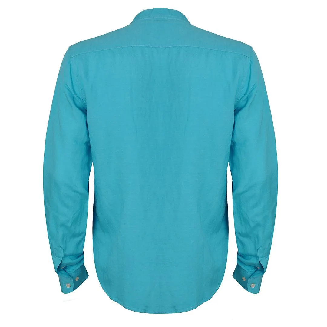 PRL Bishop Collar Button Down Men's Long Sleeve Shirt - Sky Blue