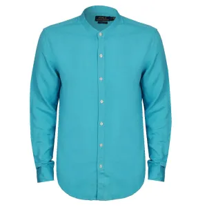 PRL Bishop Collar Button Down Men's Long Sleeve Shirt - Sky Blue