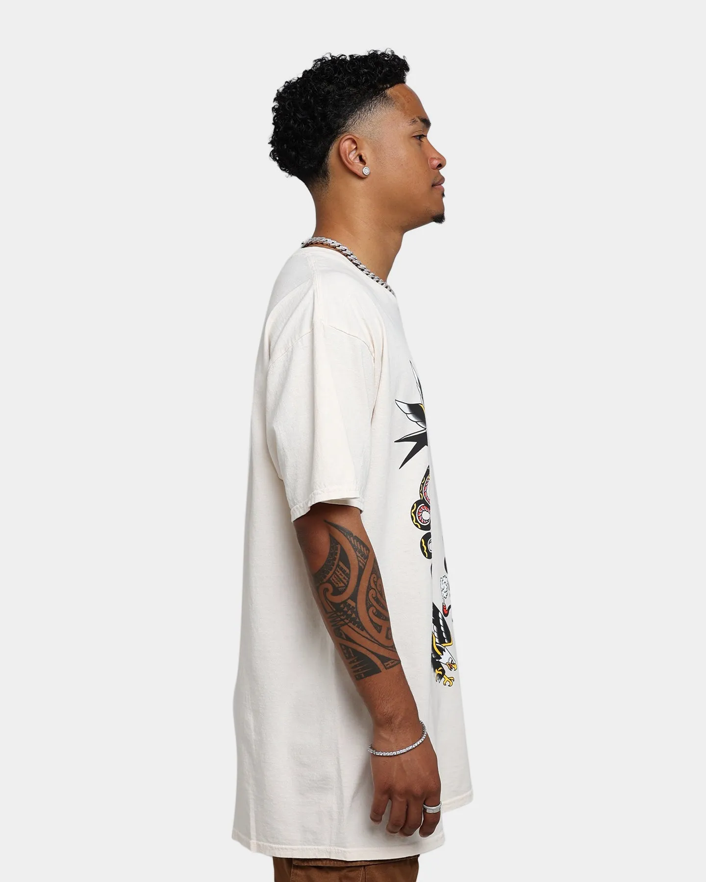 Rats Get Fat Tattoo Split Print T-Shirt Off White