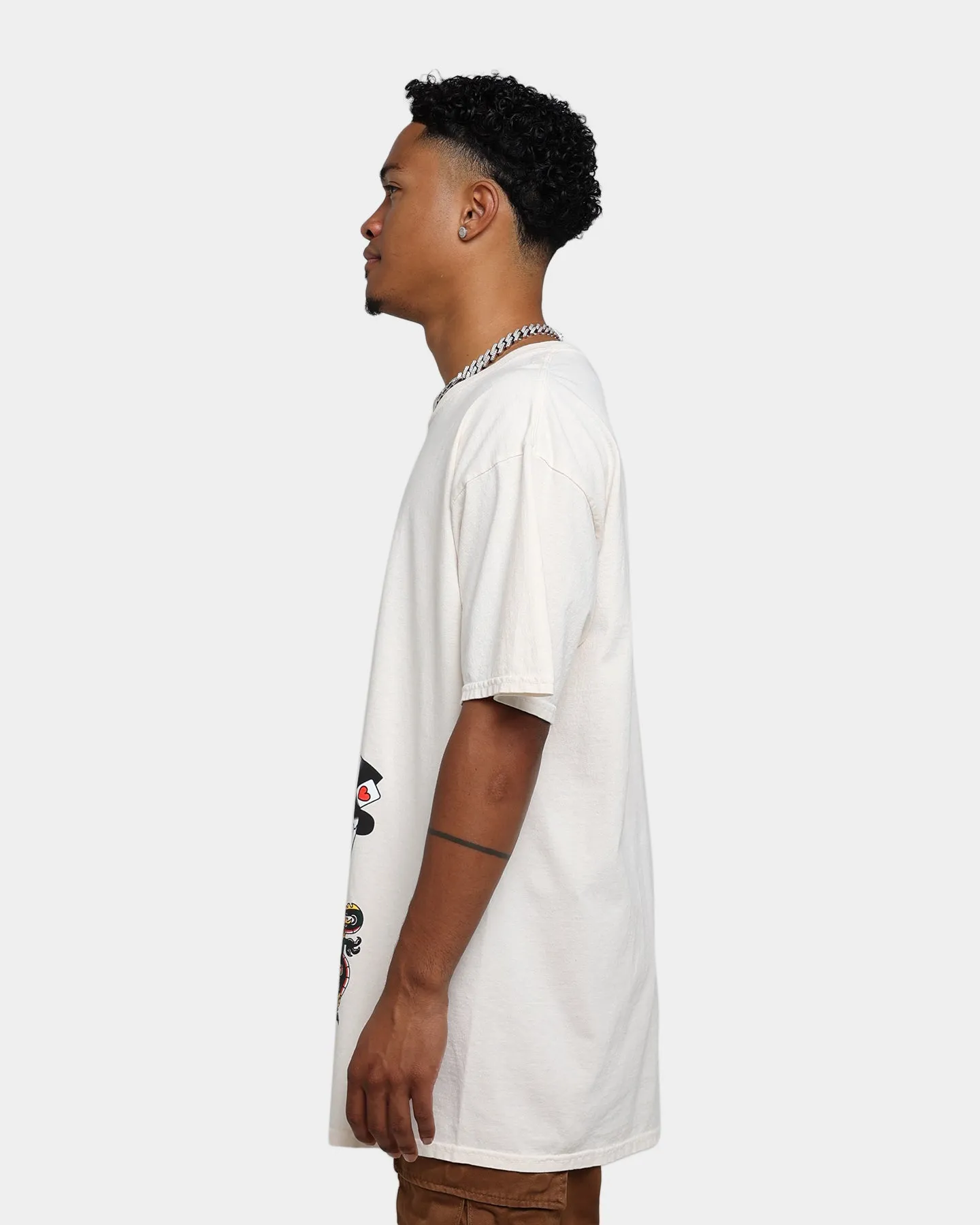Rats Get Fat Tattoo Split Print T-Shirt Off White