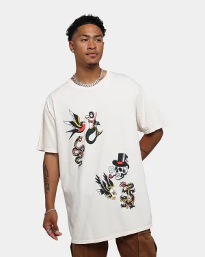 Rats Get Fat Tattoo Split Print T-Shirt Off White