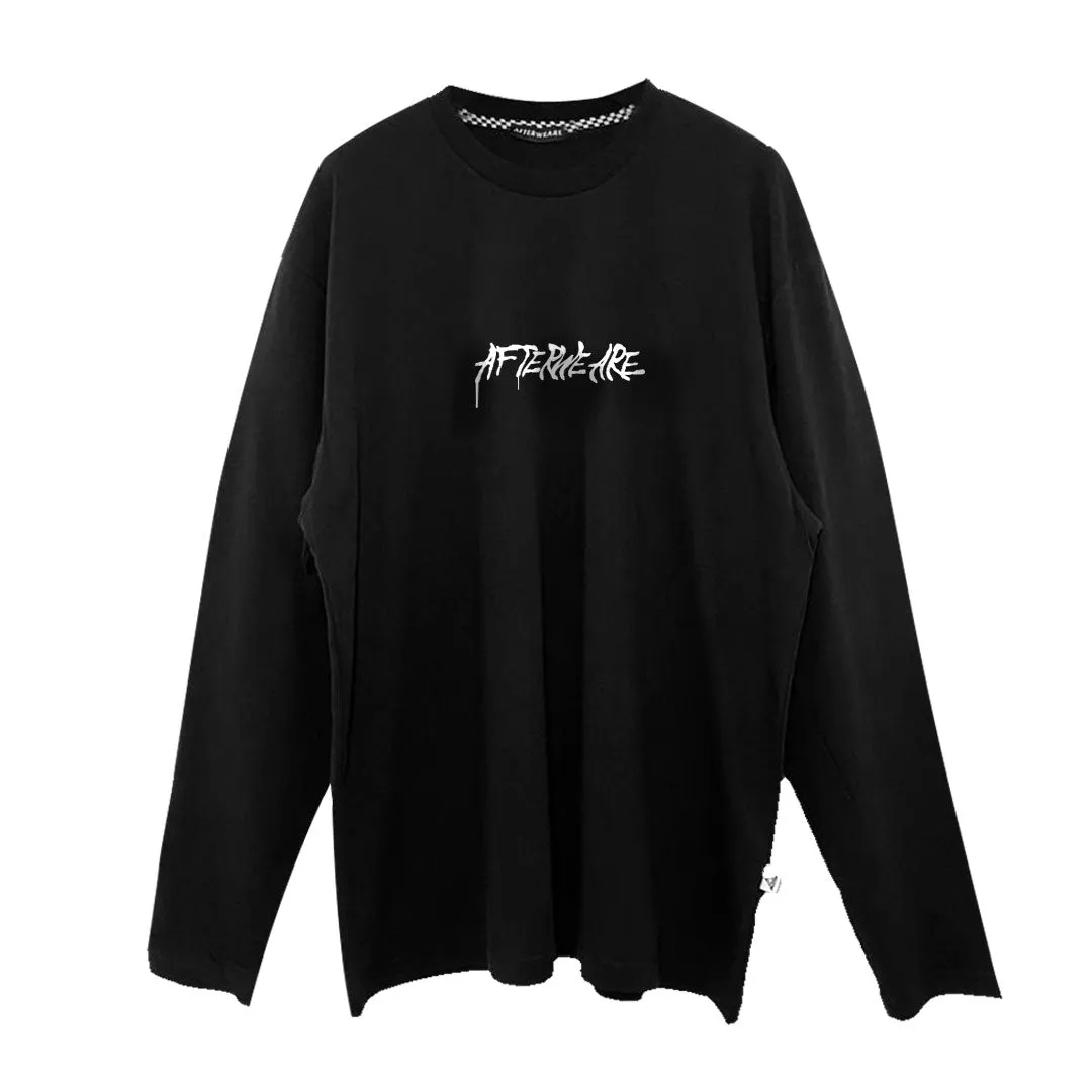 Relaxed Fit Siyah Uzun Kollu Tişört 'ACID CHAIN' REFLECTIVE