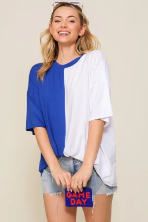 Royal/White Game Day Multi Color Knit Top