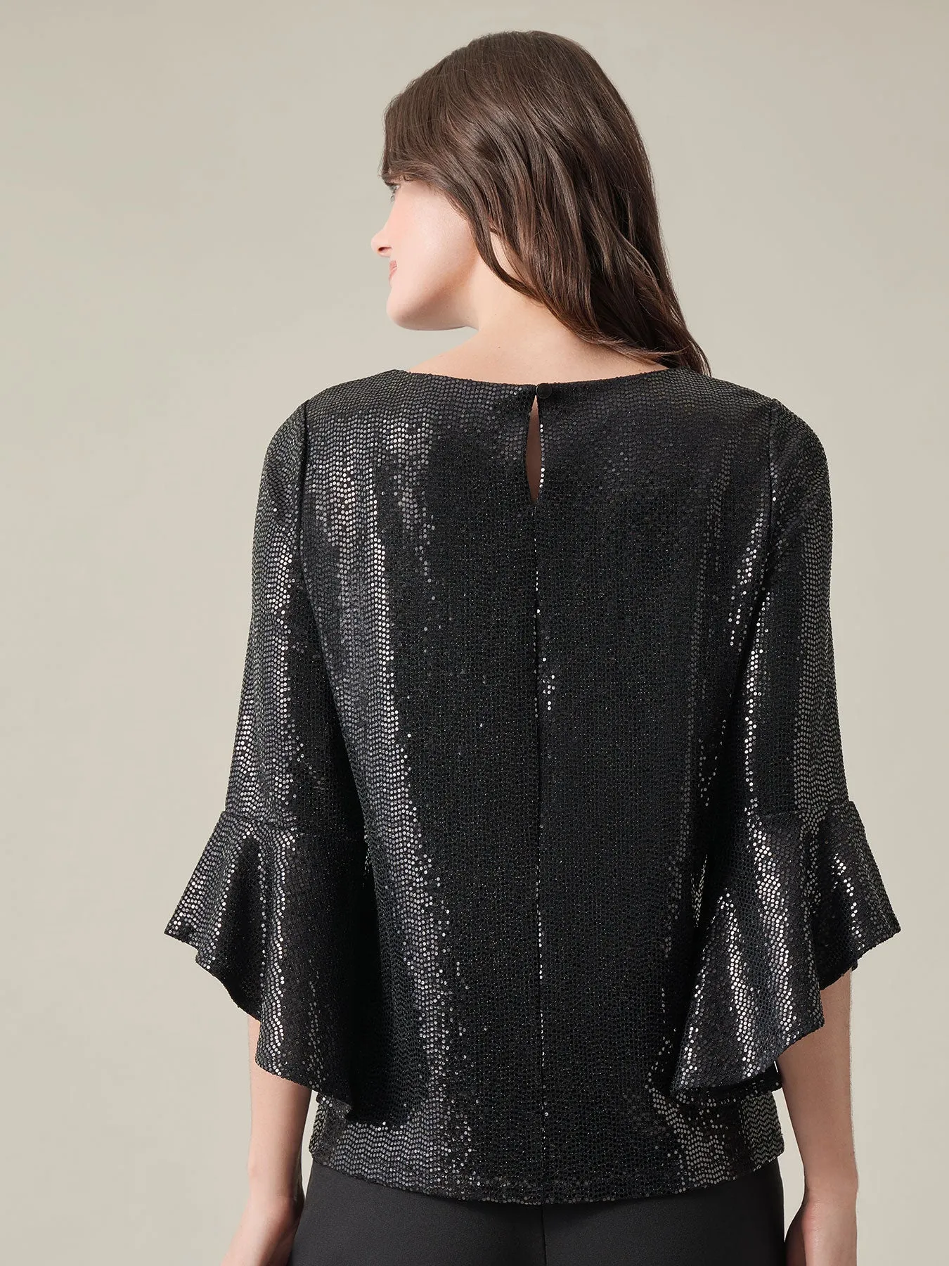Ruffle Sleeve Top, Sparkle Detail
