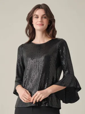 Ruffle Sleeve Top, Sparkle Detail