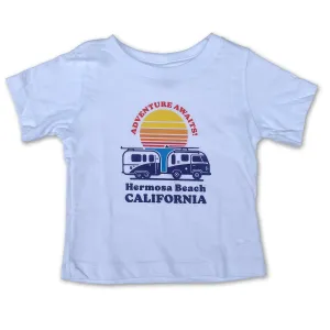 Sol Baby Adventure Awaits Hermosa Beach California Beach Camper Short Sleeve White Tee
