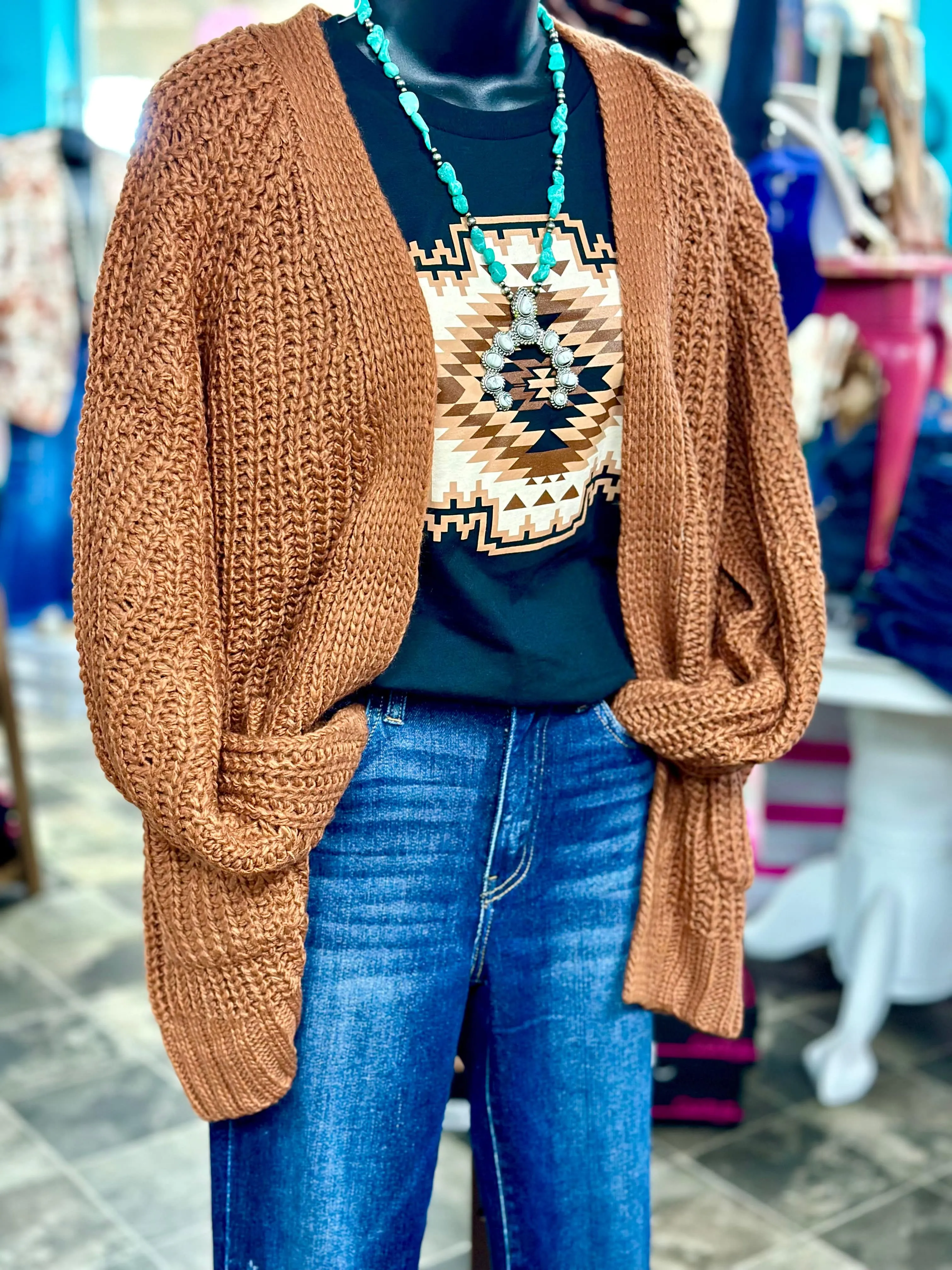 The Color of Fall Aztec Long Sleeve T