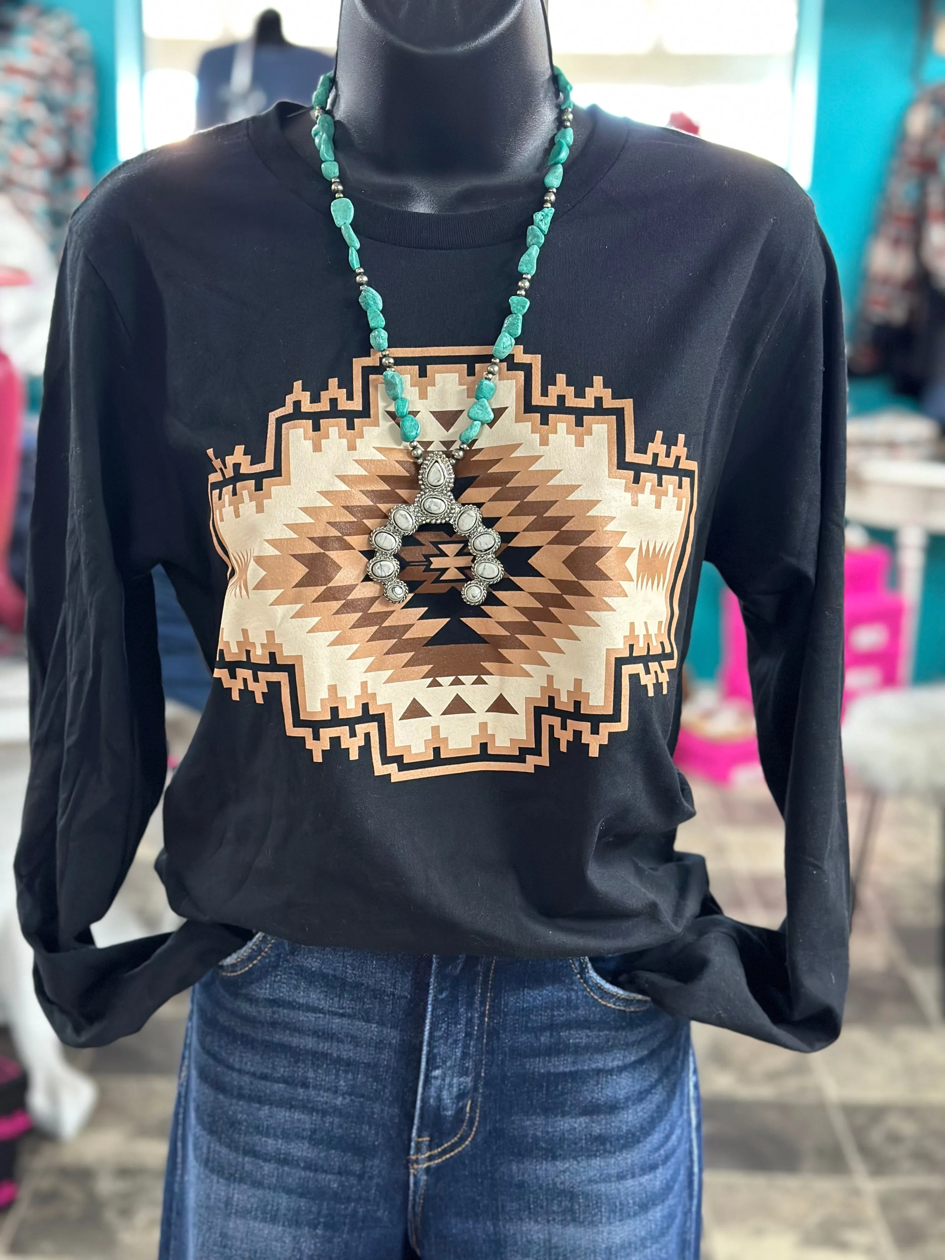 The Color of Fall Aztec Long Sleeve T