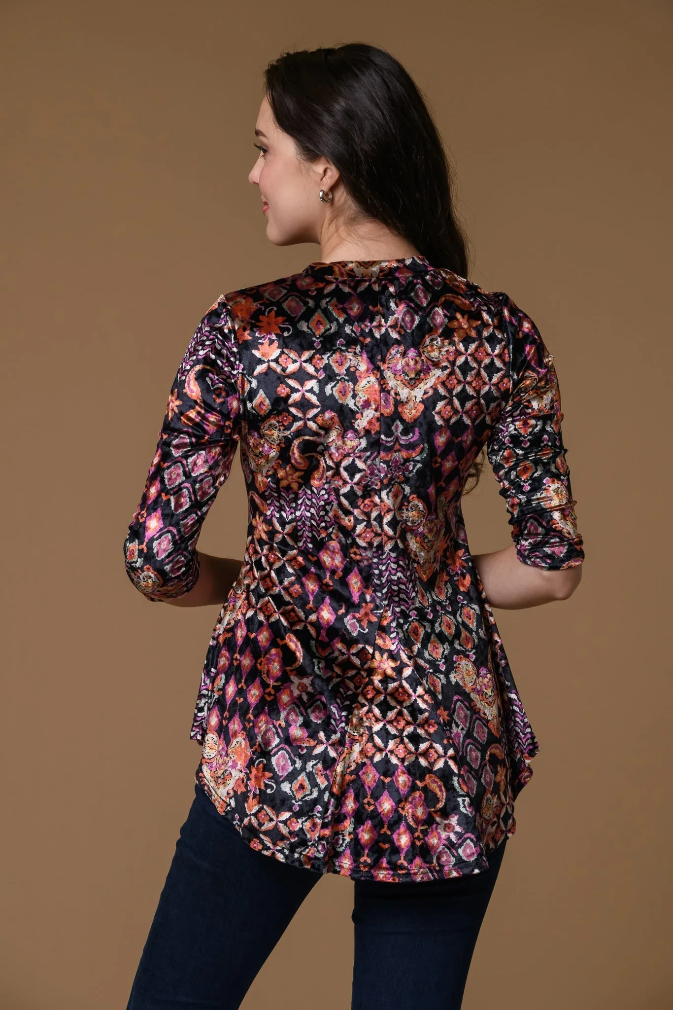 Velour Peplum Hem Top