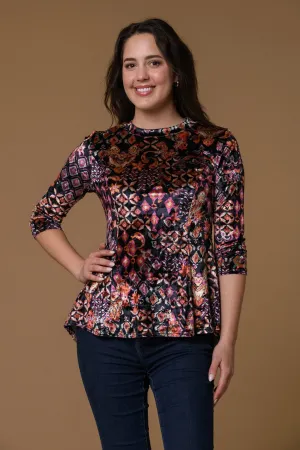 Velour Peplum Hem Top