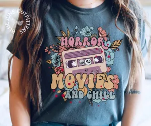 Vintage Vibe Horror Movies & Chill | Comfort Colors Halloween Tee