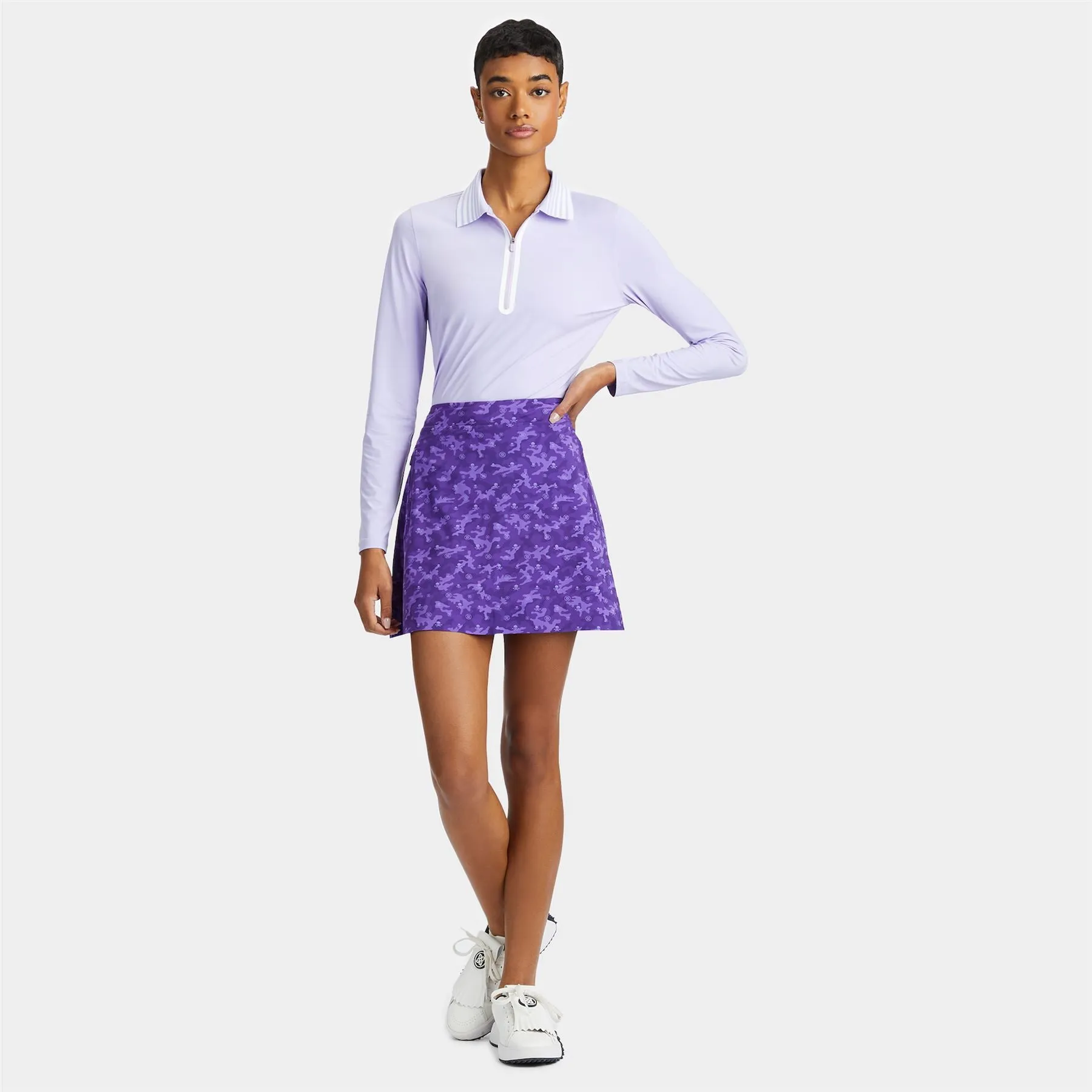 Womens Silky Tech Nylon Quarter Zip Polo Aura - SS24
