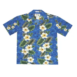 Yellow Hibiscus Cotton Men's Aloha Shirt